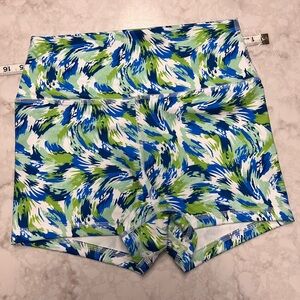 Fleo True High Original THO medium shorts. Blue green white EUC